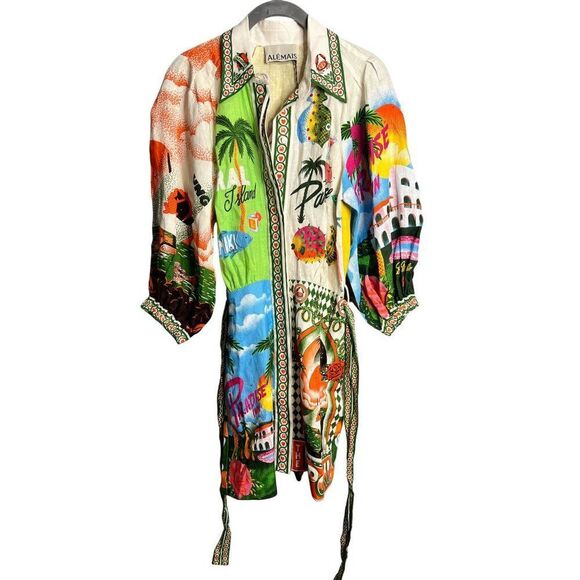 NWT ALÉMAIS Paradiso Linen Mini‎ Dress Size 2 - Picture 5 of 9